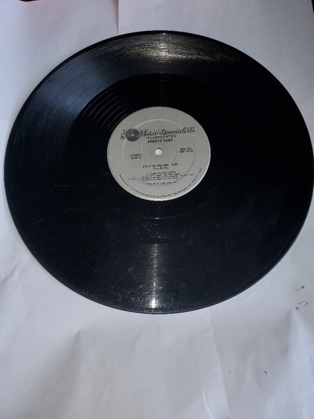 MUSIC SPECIALISTS PRETTY TONY FIX IT IN THE MIX 1984 MSI 104 VINYL RECORD